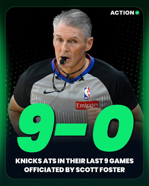 A significant referee trend for Knicks +4.5 tonight 👀 

The Knicks are 9-0 ATS in their past 9 playoff games officiated by Scott Foster. 

(via @EvanHAbrams) 