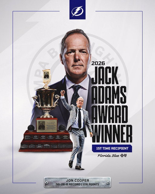 IT’S ABOUT TIME 👏

Jon Cooper is your 2026 Jack Adams Award Winner! 