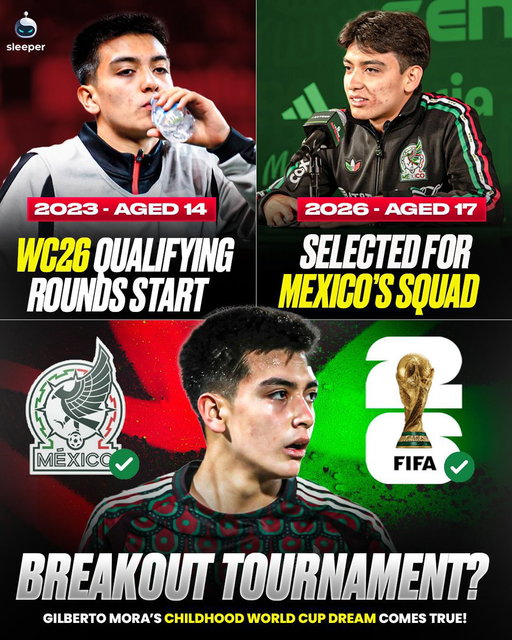 Gilberto Mora’s World Cup dream has come true aged 17! 🇲🇽🫶

When qualifying games started in 2023, Mora was just 14 years old dreaming of one day playing for his country… 🥹

Fast forward only 3 years, he’s now called up for Mexico’s World Cup squad aged 17. 🙌 