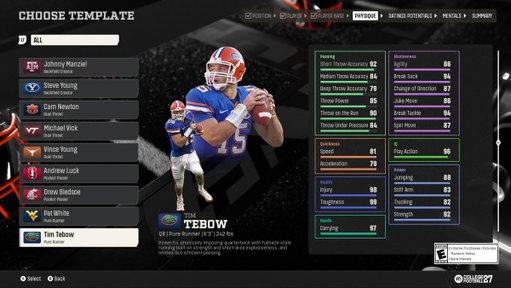 In #CFB27 there are two ways to begin building your athlete. 

Create your own player from the ground up, or start from a legend template inspired by some of college football’s most iconic players.

Full RTG breakdown: https://t.co/Mmw5RQPufb 