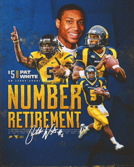 One of the greatest and most electrifying players in Mountaineer history.

Today, we honor Pat White by announcing his No. 5 will be retired this fall.

🔗 http://bit.ly/4okQvLB 
