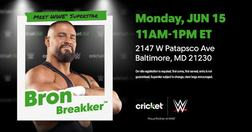 You guessed it! WWE Superstar @bronbreakkerwwe will meet YOU in Baltimore! Line up early! 