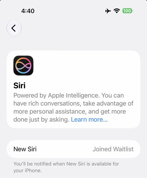 Anybody else still stuck on “Joined Waitlist” for the new Siri in iOS 27 Beta 1? 