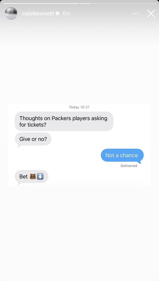 Lyrical Lemonade founder Cole Bennett, a close friend of Caleb Williams, is refusing to give Green Bay Packers players free tickets to his hip-hop festival, Summer Smash, this weekend.

“Not a chance” 😭

(via @_ColeBennett_ IG) 