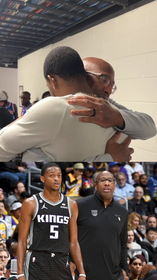 De'Aaron Fox and Mike Brown after the Knicks beat the Spurs in the NBA Finals. 