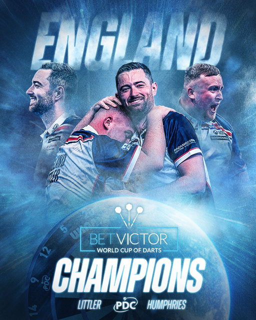 ENGLAND ARE WORLD CUP CHAMPIONS! 🏆🏴󠁧󠁢󠁥󠁮󠁧󠁿

Luke Littler and Luke Humphries win the 2026 BetVictor World Cup of Darts for England, defeating the Netherlands 10-5 in the final 💫 
