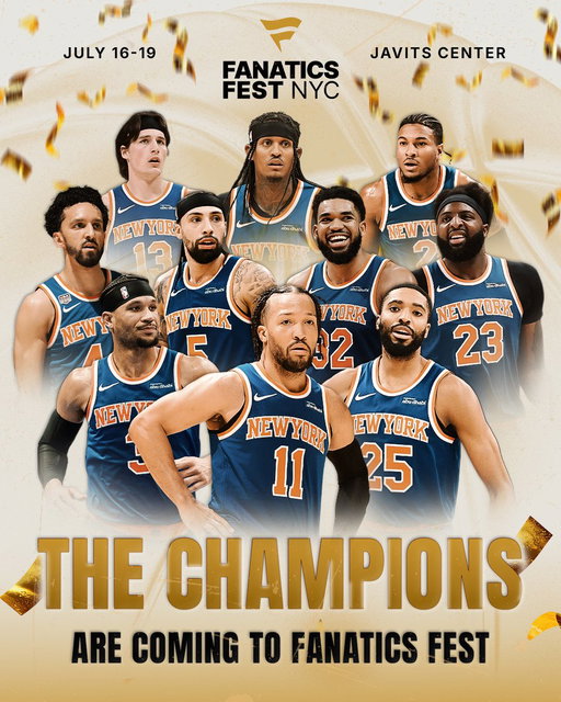 THE CHAMPS ARE COMING TO FANATICS FEST 🗽🏆

Your 2026 NBA Champion New York Knicks are pulling up to Javits Center July 16–19.

Keep the celebration going - get your tickets now at the link in bio. 