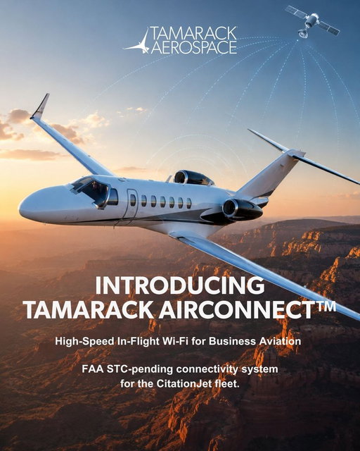 Tamarack is expanding what’s possible for the Citation fleet.

Introducing Tamarack AirConnect™

A permanently installed satellite WiFi solution built specifically for Cessna Citation 525 aircraft, with FAA approval pending.

✔ Always-on connectivity
✔ No portable setups or windshield mounts
✔ Broadband-class performance at altitude

The first customer aircraft is already flying, and reservations are now open at https://t.co/BMlqFKDnOu

Your aircraft has more to give.