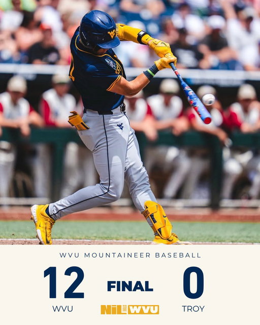 DOUBLE DIGIT CLINIC!! THE COUNTRY ROADS ARE STILL RUNNING THROUGH OMAHA!! ⚾️🌟🏔️

The Mountaineers put up 12 runs against the Troy Trojans and advance to play the UNC Tarheels! A piece of every purchase goes back to them! 

https://t.co/jXflVnmoXb 