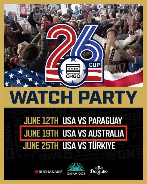 🇺🇸⚽️WORLD CUP WATCH PARTY THIS FRIDAY⚽️🇺🇸

USA VS AUSTRALIA🇺🇸🇦🇺

📍 Bub City
🎟️ FREE entry
🍹 Casamigos samples start at NOON
⚽️ Match kicks off at 2PM
🎁 Deals &amp; giveaways
🙌 CHGO crew on site

See you there. 
