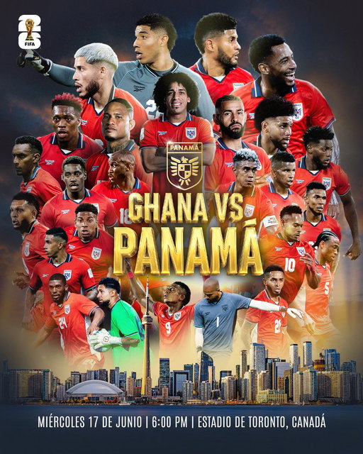Hoy debutamos en nuestro segundo Mundial. 🇵🇦✨

Con el orgullo de representar a Panamá y la ilusión de todo un país, salimos en busca de nuestra primera victoria.

🇬🇭 Ghana 🆚 Panamá 🇵🇦
📅 17 de junio
🕖 6:00 p.m. (hora de Panamá)
🏟️ Toronto Stadium
📺 @tvmaxdeportes, @deportes_rpc y @TigoSportsPA 

#MareaQueLate 🌊