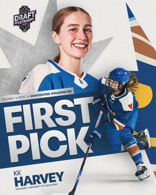 OUR GOLDEN GIRL 🤩

With the 1st overall pick in the 2026 PWHL Draft, we’ve selected defender KK Harvey! 