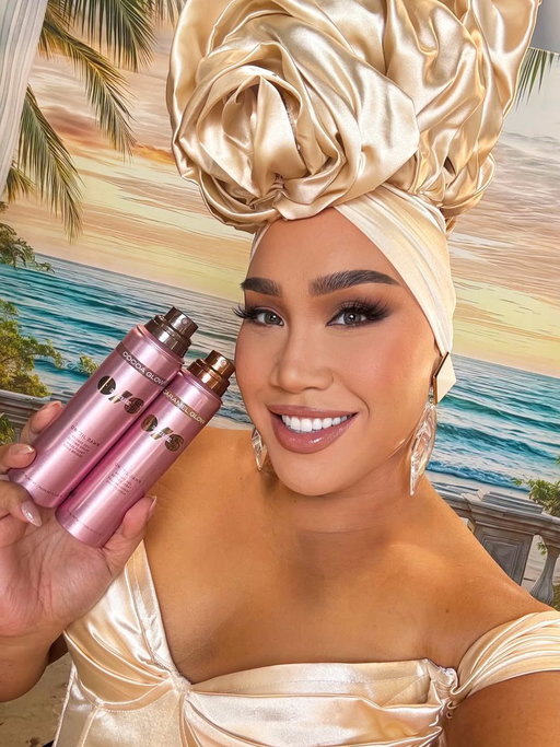 SHEEEE'S HEEERREEEEEE ☀️🤎

The newest member of the family: 
On Til Dawn Bronze Veil Waterproof Setting Spray✨

After years of dreaming, testing, tweaking, and perfecting... 🧪✨ Get ready to glow because it's finally launching June 29! 😉🤎 