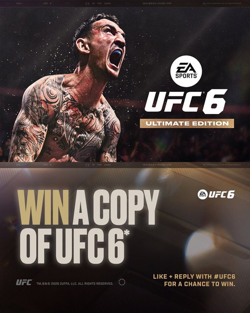 To celebrate the worldwide launch of #UFC6, we're giving away copies of the Ultimate Edition 🔥 

To enter:
• Like this post
• Reply with your favorite UFC fighter and include #UFC6

Winners will be contacted via DM. Good luck! 🫡 