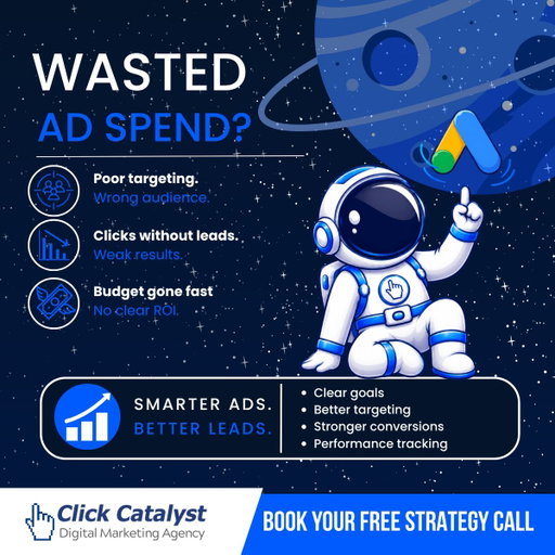 Clicks are great, but leads grow your business. 💸

If your Google Ads aren’t converting, your targeting, landing pages, or tracking may need work.

Click Catalyst helps small businesses build smarter campaigns that reach the right people. 📊

Book a free strategy call today. 