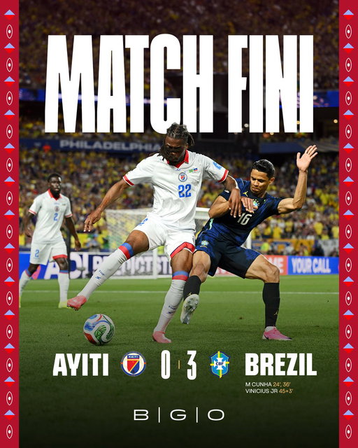 Match la fini sou menm skò premye mitan an te fini an. 3-0. Grenadye yo tounen nan dezyèm mitan an ak plis dinamik. Men ki pa t ase pou te retounen nan skò a.

Fokis la pral mete sou twazyèm match la. Pou n ka sòti ak yon rezilta k ap fè nou plis plezi. 

Nou fyè de Grenadye yo! 