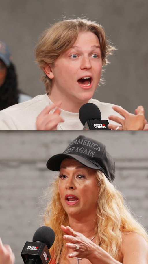 Dean Withers and MAGA Woman discuss Trump's America #donaldtrump #maga #deanwithers #surrounded #jubilee @itsdeaann 