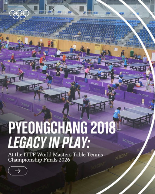 Olympic legacy, still in play. 🏓

Venues from the PyeongChang 2018 Olympic Winter Games were back in action this month, hosting the ITTF World Masters Table Tennis Championship Finals in Gangneung, Republic of Korea.

#Olympics | #ITTFWorldMasters | #Gangneung2026 | #TableTennis | @Olympic 

📸: City of Gangneung