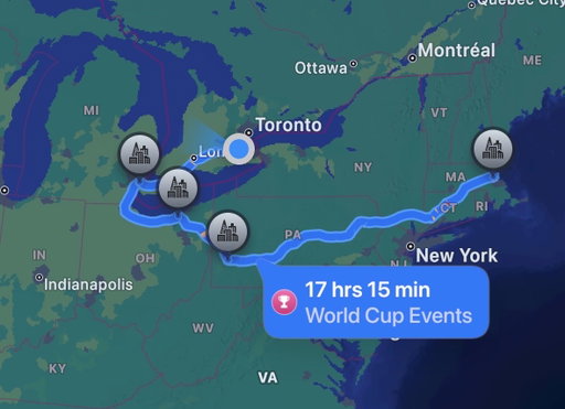 This is our plan for the coming days. The next game we’ll attend is Germany’s Round of 32 match in Boston on the 29th. Since we have 7 days to get there, we decided not to take the direct route and instead make a huge detour through Michigan, Ohio, Pennsylvania, and a few other states. Any recommendations for places or cities to visit along the way are very welcome!