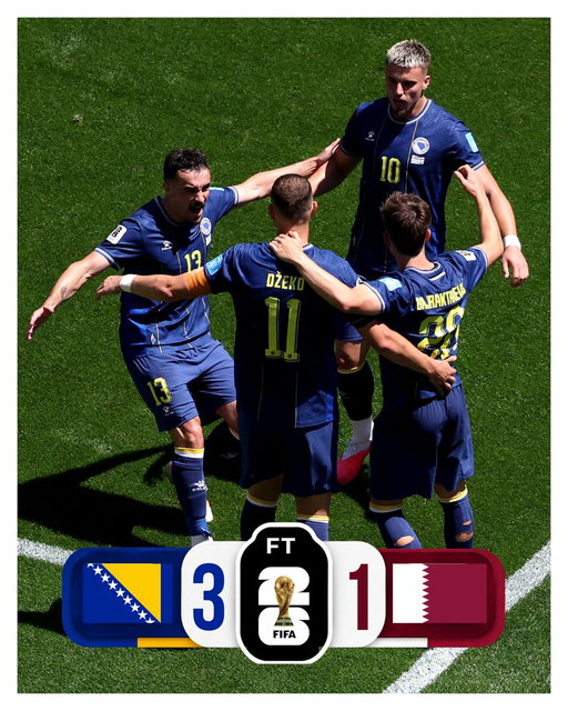 🇧🇦🆚🇶🇦 POBJEDA!

Ovom pobjedom Bosna i Hercegovina je osvojila treće mjesto u grupi B i sada čekamo rasplet u ostalim grupama. Vjerujemo da će ova pobjeda biti dovoljna za plasman u šesnaestinu finala Svjetskog prvenstva.

#NFSBiH #zmajevi #FIFAWorldCup2026 #dreambigdreambih 