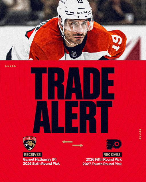 We have acquired forward Garnet Hathaway and a sixth-round selection in the 2026 NHL Draft from Philadelphia in exchange for our fifth-round pick in 2026 and fourth-round pick in 2027.

📝 » https://t.co/2NUT4sMoV5 