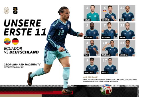 Für Deutschland! 🇩🇪 Das ist unsere Startelf gegen Ecuador 👇️

#fifaworldcup #dfbteam 📸 DFB 