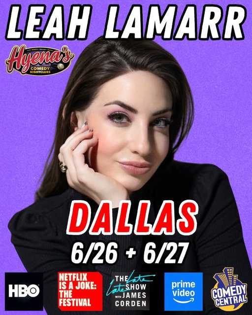 DALLAS! Come see me tonight and tomorrow - we’ve got 4 shows!!! Let’s laugh together!!! Xoxo @HyenasComedy 

🎟️: https://www.prekindle.com/event/27622-leah-lamarr-dallas 