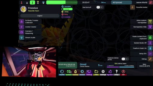 So... @ResoniteApp is getting screen sharing soon! :3

And yes, it's this easy to setup.

And yes, you can stream multiple monitors.

Still needs some polish, but it works!

(the bottom left corner is my other laptop connected over network btw)

#Resonite #gamedev #socialVR 