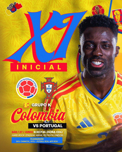 🚨 𝗧𝗜𝗧𝗨𝗟𝗔𝗥

Así formará nuestra Selección Colombia de Mayores para enfrentar a 🇵🇹 en su tercer partido en la Copa Mundial de la FIFA 2026.

#ConOrgulloColombiano🇨🇴 