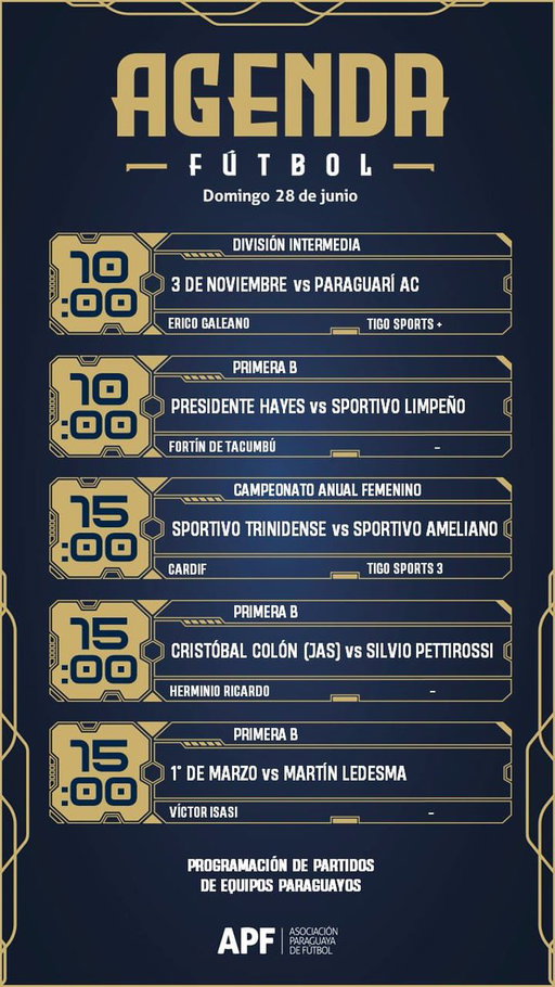 🗓️ #AgendaDelDía en el fútbol paraguayo. 