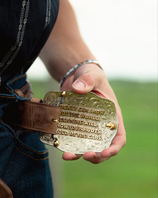 Ahead of the #NHLDraft, the Carels family gave Carson this custom belt buckle ❤️ 