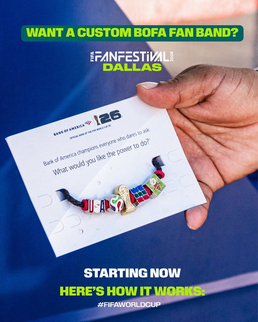 Guests are required to pick up a wristband at the Bank of America activation to reserve a return time for creating a custom BofA Fan Band. Each wristband color corresponds to a designated time slot return window. Wristbands are available on a first-come, first-served basis. 