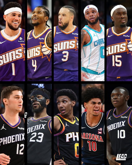 Possible 2026-27 rotations heading into free agency:

PG: Devin Booker / Collin Gillespie
SG: Jalen Green / Jordan Goodwin
SF: Dillon Brooks / Ryan Dunn
PF: Miles Bridges / Koa Peat
C: Mark Williams / Khaman Maluach

Who do you want next? 