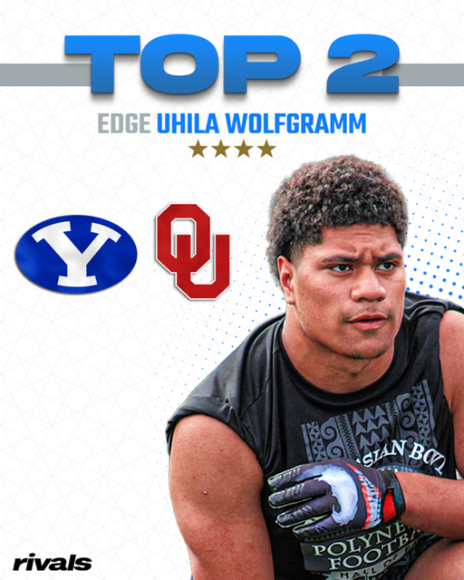 Spanish Fork (Utah) Maple Mountain edge Uhila Wolfgramm has cut his list to two and is closing in on a decision

"I don't have a set date yet but it's looking like Wednesday or Thursday."

Intel: https://www.on3.com/rivals/news/four-star-edge-uhila-wolfgramm-is-down-to-two-set-to-announce-later-this-week/ 