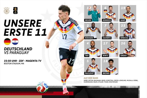 Für Deutschland! 🇩🇪 Das ist unsere Startelf gegen Paraguay 👇️

#fifaworldcup #dfbteam 📸 GES 