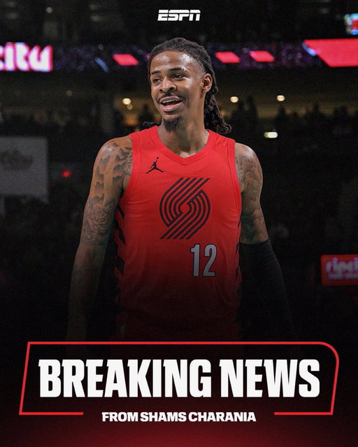 The Memphis Grizzlies are trading two-time NBA All-Star Ja Morant to the Portland Trail Blazers for Jerami Grant and Kris Murray, sources tell ESPN’s @ShamsCharania. 