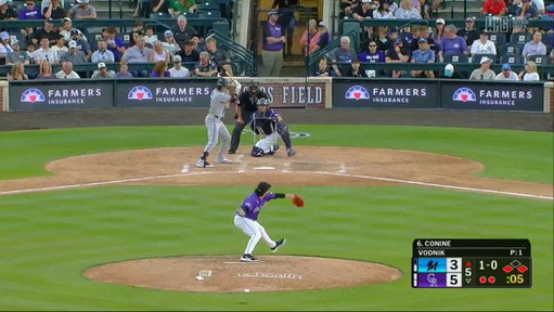 So Ted Williams can hit a red seat 600 feet away 

But this homer from Griffin Conine only went 433 feet 

Somebody is lying. 

PeterVision: 521 feet  