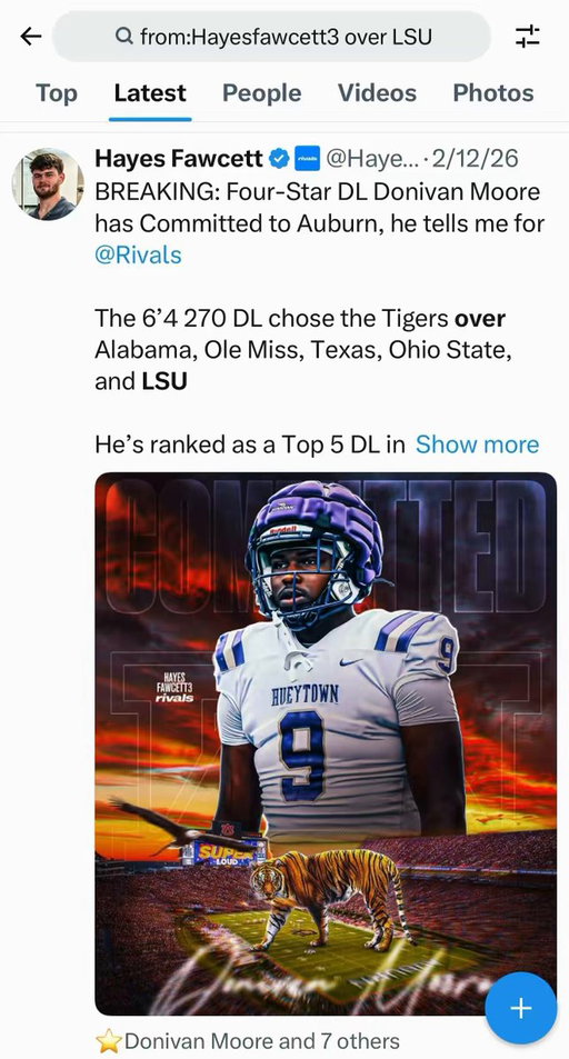 This is the 41st player to commit somewhere “over LSU” on a Hayes Fawcett graphic in 2026 alone. 