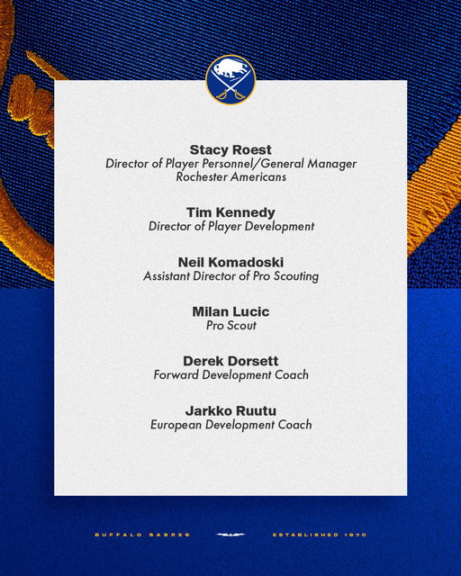 We have announced the following hires and promotions.

Details → http://bufsabres.co/4vfFvBe 