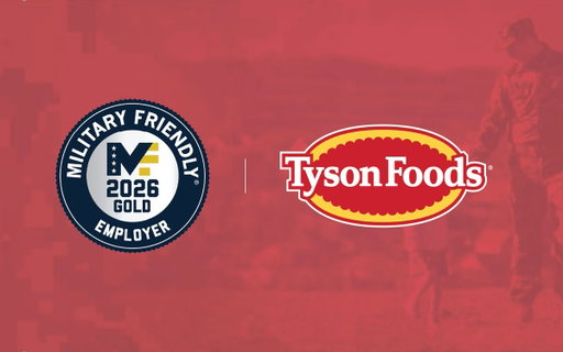 We’re proud to announce that Tyson Foods earned the 2026 Military Friendly® Gold Employer designation, reflecting our commitment to veterans, service members and military spouses through meaningful career opportunities and a positive culture.
Learn more: https://www.militaryfriendly.com/company-profile/?cid=2415 