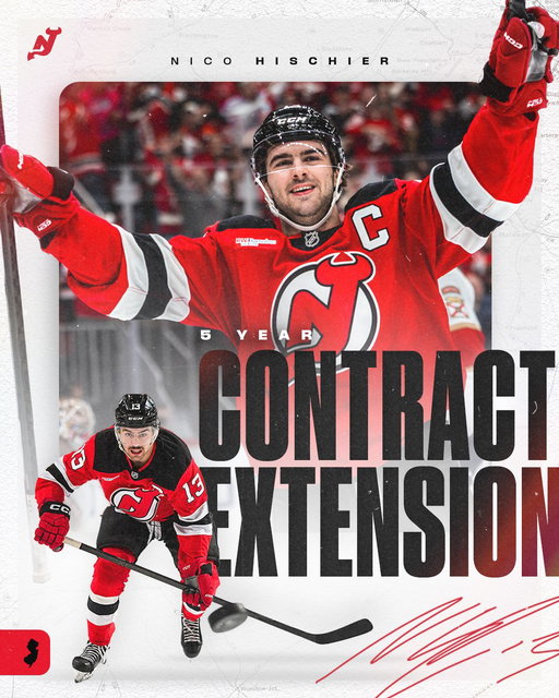 Made In Jersey. Staying In Jersey.

We've agreed to terms with Nico Hischier on a five-year contract extension, beginning in the 2027-28 season.

📰: http://bit.ly/44EPyVj 