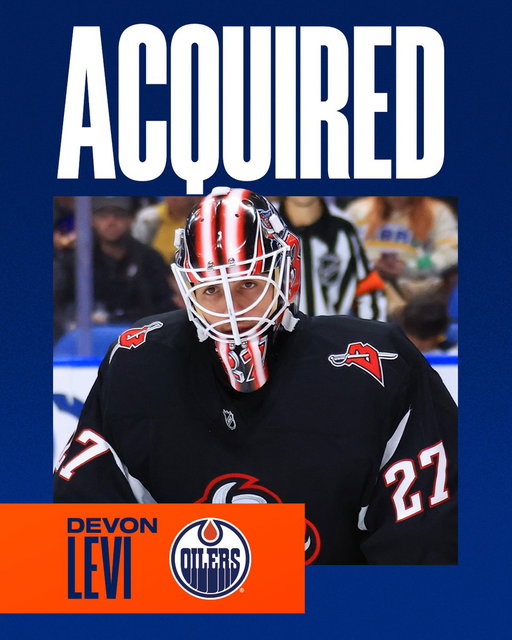 TRADE 🔄 

The #Oilers have acquired goaltender Devon Levi &amp; a seventh-round selection in the 2028 NHL Draft from the Buffalo Sabres in exchange for Edmonton's third-round pick in 2028. 