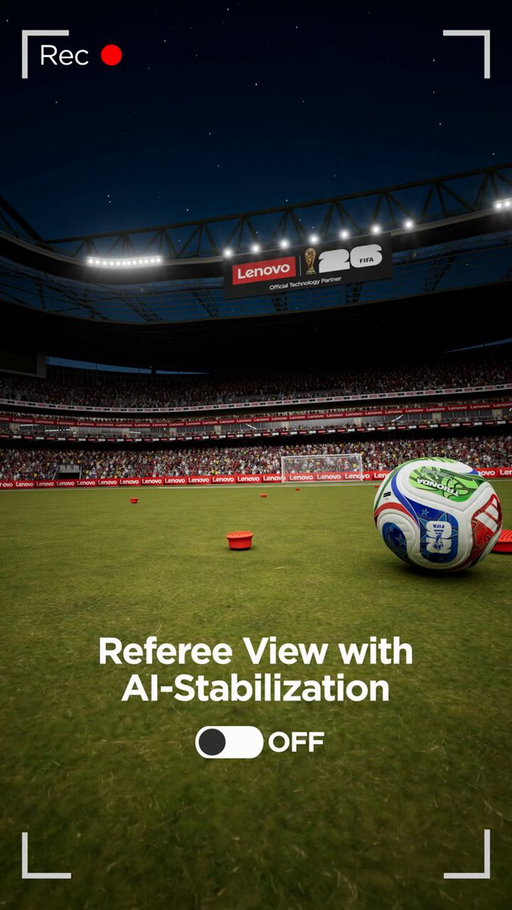 See the match from the referee’s perspective, now powered by Lenovo AI stabilization at the FIFA World Cup 2026™ ⚽️ 
