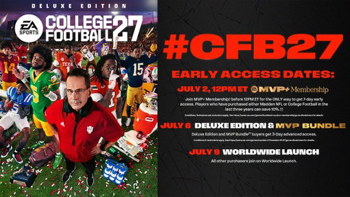 Want to play CFB27 7-Days early with MVP+ Members?

I’ve teamed with @EASportsCollege to give away some codes!

Repost and reply with #CFB27 for a chance to win a DLX Code. 