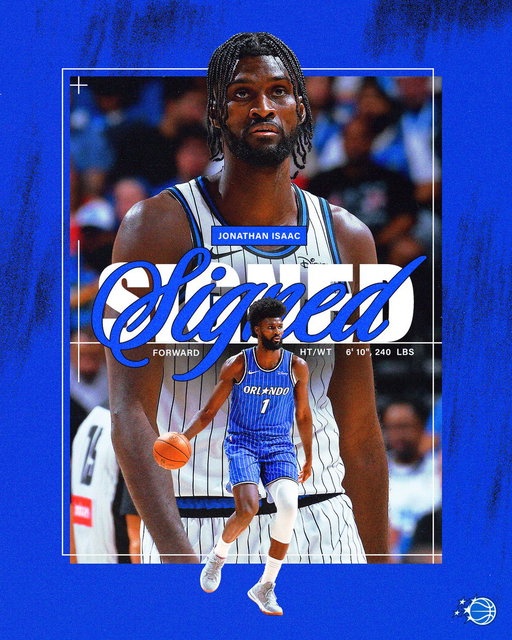 We have signed free agent forward Jonathan Isaac.
 
let's get it, JI! 🪄

→ https://on.nba.com/4eGevpt 
