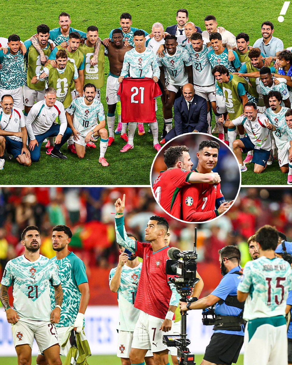 Portugal honored their late teammate Diogo Jota with Cristiano Ronaldo even putting on his No. 21 shirt ❤️ 

Jota passed away nearly one year ago on July 3, 2025 🙏 