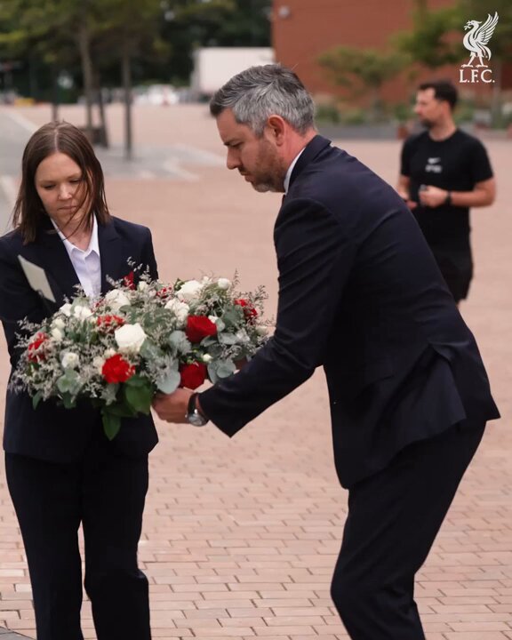 On the one-year anniversary of Diogo Jota's death, Liverpool laid flowers at a new memorial built in honor of Jota and his brother, Andre Silva, at Anfield ❤️
