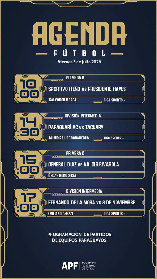 🗓️ #AgendaDelDía en el fútbol paraguayo. 