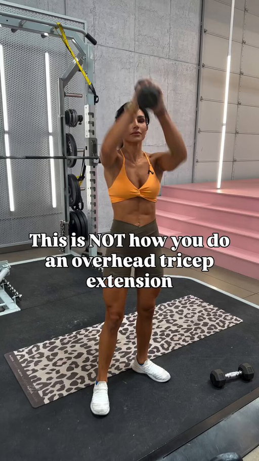 When you’re doing overhead tricep extensions you should be keeping your biceps close to your years vs elbows SUPER flared out and make sure you are getting the full range of each rep! Half reps aren’t going to get you the results you want! 