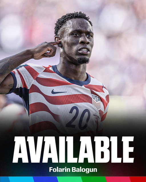 Breaking: Folarin Balogun will be available to play in USA's Round of 16 match against Belgium on Monday, FIFA announced.

The FIFA Disciplinary Committee has suspended the red card issued to the USA striker during their Round of 32 win over Bosnia and Herzegovina. 